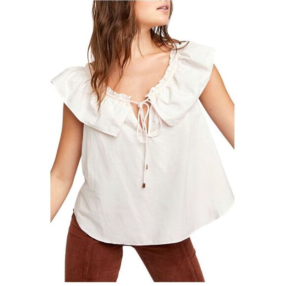 Free People | Far Out Ruffle Poplin Top - Picture 1 of 7
